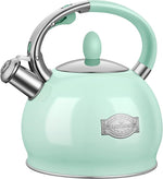 Load image into Gallery viewer, Tea Kettles Stovetop, 2.64 Quart Induction Whistling Tea Kettles Food Grade Stainless Steel Teapots with Cool Touch Handle Mint Green