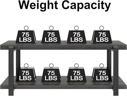 FOLUBAN Modern Coffee Table, Rustic Wood Center Table with Storage for Living Room, Dark Gray