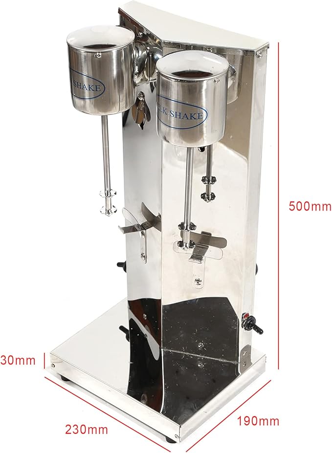 Commercial Stainless Steel Milk Shake Machine, Stainless Steel Electric Milkshake Maker, Double Head Drink Mixer 180W 110V 18000r/min (Double Head 18000r/min)