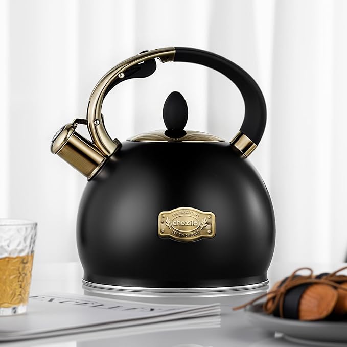 Stovetop Tea Kettle - 2.64 Quart Whistling Tea Pot for Stove Top, Stainless Steel Tea Kettle for All Stovetops Including Induction, Gas, Electric | Ergonomic Pouring Design