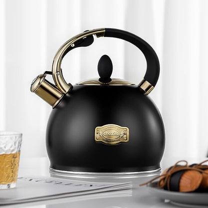 Stovetop Tea Kettle - 2.64 Quart Whistling Tea Pot for Stove Top, Stainless Steel Tea Kettle for All Stovetops Including Induction, Gas, Electric | Ergonomic Pouring Design