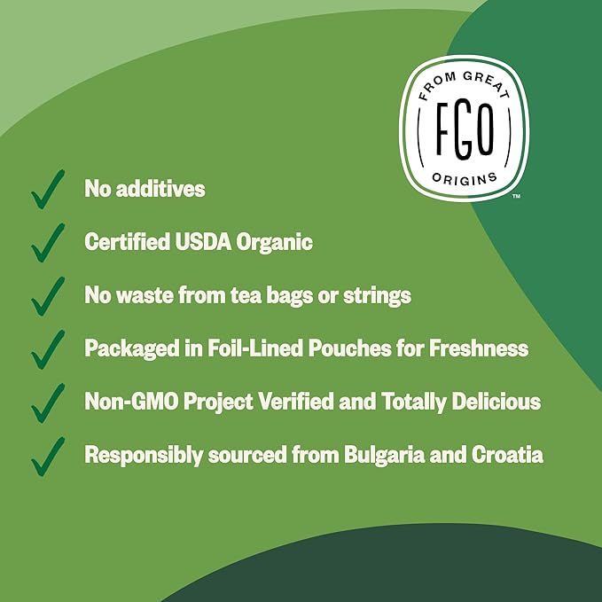 FGO Organic Nettle Leaf Loose Tea, Cut and Sifted, Caffeine Free, 16oz Bulk Resealable Bag, Packaging May Vary (Pack of 1)