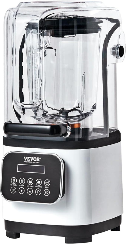 VEVOR Commercial Countertop Blenders with Shield,68 oz Jar Blender Combo, Stainless Steel 9 Speed & 5 Functions, for Shakes, Smoothies, Peree, and Crush Ice, White