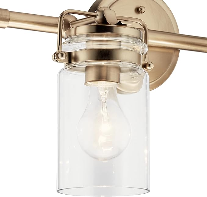 Kichler Brinley 2 Light Vanity Light in Champagne Bronze with Clear Glass for Bathroom and Powder Room, (15.75" W x 10.25" H),45688CPZ