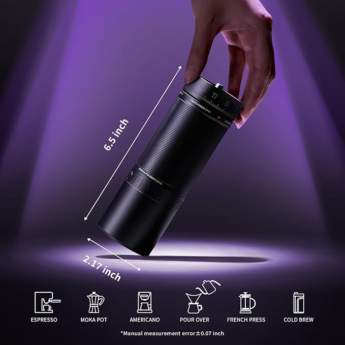 MAVO Manual Coffee Grinder, Phantox Pro Burr Coffee Grinder, Professional 45mm Stainless Steel Grinding Core, Capacity 30g, 120 Clicks Adjustment, Hand Coffee Grinder for Espresso, Pour Over, Black