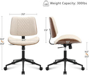 BV Home Office Chair No Arms with Wheels, Armless Small Desk Chair,Task Computer Office Desk Chair for Casual Office Small Space,Study Room,Reading Room(Beige)