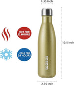 Load image into Gallery viewer, BJPKPK Insulated Water Bottles 17oz,Leak Proof Stainless Steel Water Bottle Keeps Cold for 24 Hours and Hot for 12 Hours, BPA Free,Gold