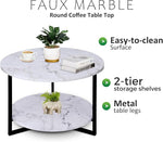 Load image into Gallery viewer, Modern Coffee Table,Faux Marble Tables,Small Round Coffee Tables with Shelf, Marble Coffee Table,Circle Center Table Low Coffee &amp; Tea Table for Living Room Modern