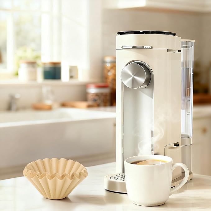 Segarty 200 Count Natural Unbleached Brown Coffee Filters Disposable, 1-2 Cup Small Paper-made Basket Filters, 6.1in Filters for Pour Over Maker Dripper, Suitable for Coffee Bar Home Office Cafeteria