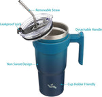 Load image into Gallery viewer, 20 oz Tumbler with Handle and 2 Straw 2 Lid, Insulated Water Bottle Stainless Steel Vacuum Cup Reusable Travel Mug,Indigo Black