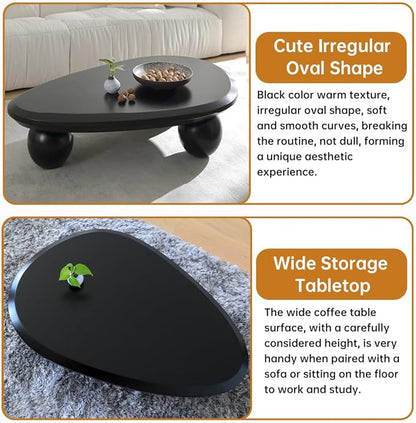 Cloud Coffee Table Modern Irregular Coffee Table Asymmetrical Unique Coffee Tables with 3 Bases for Living Room Farmhouse (G, 39")