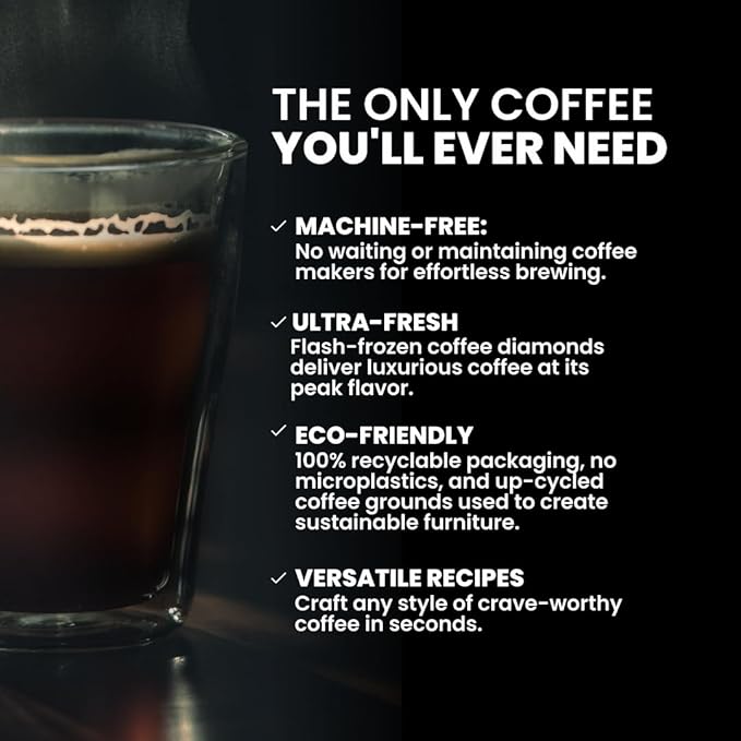 Luxury Instant Espresso - 160mg Caffeine, Hot or Iced Instant Coffees, Cold Brew Coffee, Double Shot Espresso, 12 Counts, 100% Arabica, Surgar Free, No Additives - Original Diamond Brew