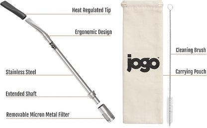 JoGo - The Original Coffee and Tea Brewing Straw - Portable Coffee Maker - Stainless Steel Single Serve Strainer - Filter Function for Hot & Cold Brew - Yerba Mate Straw for Loose Leaf Teas & Coffee