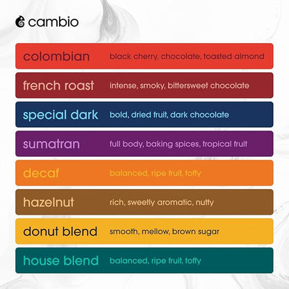 Cambio Roasters Keurig Coffee Pods Variety Pack, Only Aluminum Coffee K Cup for Better Taste, Longer Lasting Freshness, Includes Light Roast, Dark Roast, & Organic Decaf K Cups for Keurig, 32 Count