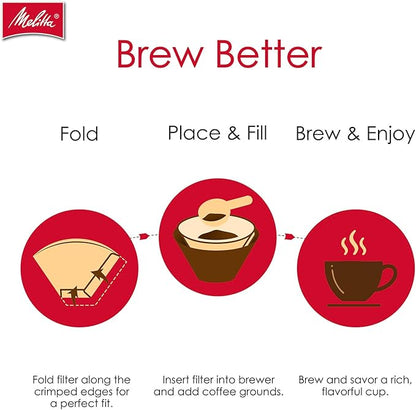 Melitta #4 Cone Coffee Filters, Natural Brown, 100 Count, Pack of 6
