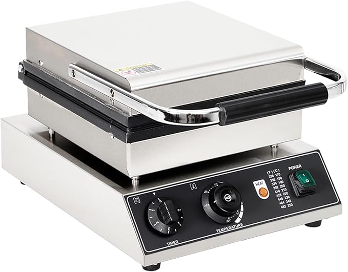Commercial Waffle Maker, 4pcs Rectangle Waffle Iron, Non-Stick Industrial Belgian Waffle Maker Stainless Steel 110V Temp and Time Control, Suitable for Restaurant Bakeries Snack Bar Family