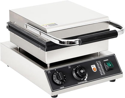 Commercial Waffle Maker, 4pcs Rectangle Waffle Iron, Non-Stick Industrial Belgian Waffle Maker Stainless Steel 110V Temp and Time Control, Suitable for Restaurant Bakeries Snack Bar Family