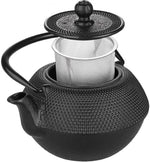Load image into Gallery viewer, IBILI 40 Oz Cast Iron Teapot with Infuser | Made in Spain | Hammered Texture, Enameled Interior, Stovetop &amp; Induction Compatible, Japanese Kettle for Loose Leaf Tea, Tetsubin Design, Black