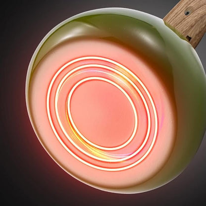 MARSKITOP Whistling Tea Kettle for Stove Top, 2.6 Quart Teapot for Stovetop, Stainless Steel Tea Pot for Stove with Wood Pattern Handle, Light Green