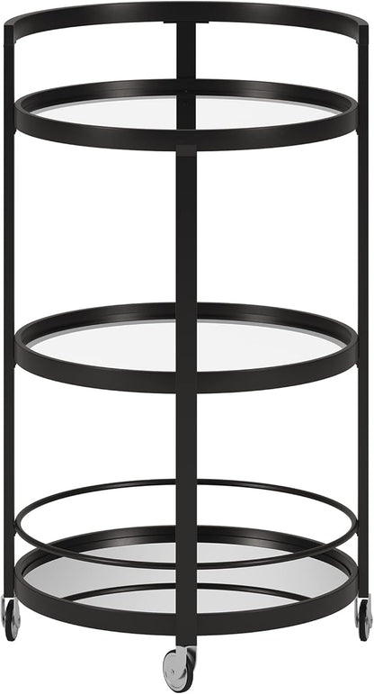 Henn&Hart 21" Wide Round Bar Cart in Blackened Bronze, Bar Carts for the Home