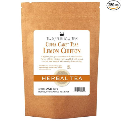 The Republic of Tea Lemon Chiffon Cuppa Cake Tea, 250 Tea Bags, Decadent Herbal Green Rooibos Tea