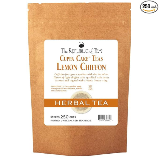 The Republic of Tea Lemon Chiffon Cuppa Cake Tea, 250 Tea Bags, Decadent Herbal Green Rooibos Tea