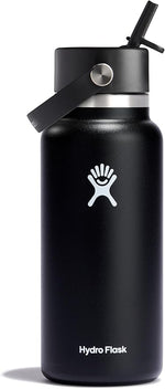 Load image into Gallery viewer, Hydro Flask Water Bottle - Insulated Stainless Steel - Wide Straw Lid, Non Spill, Leakproof in 32 Oz Black