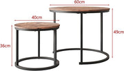 Small Coffee Table Living Room, Black Round Coffee Table Nesting Table Set of 2,Metal Frame with Wood Sofa Table,Sturdy and Easy Assembly,Stacking Side Table for Bedroom,Office,Balcony