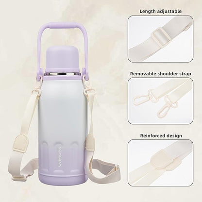 BJPKPK Insulated Water Bottle 40oz Stainless Steel Water Bottles with Handle and Lid Dishwasher Safe Metal Thermal Flask for Sports,Purple Pearl