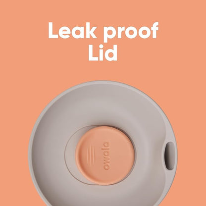 Owala SmoothSip Slider Insulated Stainless Steel Coffee Tumbler, Reusable Iced Coffee Cup, Hot Coffee Travel Mug, BPA Free 12 oz, Grey/Blue (Beachy Breeze)