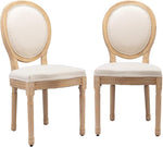 Load image into Gallery viewer, French Country Dining Chairs Set of 2, Vintage Wooden Dining Chairs with Fabric Upholstered Seat&amp;Oval Backrest,Solid Wood Legs&amp;Frame, Farmhouse Kitchen&amp;Living Room Chairs(Beige,2 Pcs)