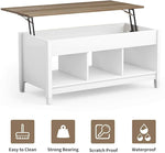 Load image into Gallery viewer, DORTALA Lift Top Coffee Table, Wood Cocktail Table w/Hidden Compartment &amp; Lower Storage Shelves, Wood Laptop Table, Lift Tabletop Home Furniture for Living Room, Guest Room, Office, White