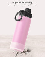 Load image into Gallery viewer, koodee Insulated Water Bottle, 18 oz Stainless Steel Double Wall Vacuum Wide Mouth Sport Bottle with Leakproof Spout Lid (Pink)