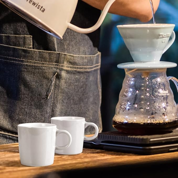 homEdge Mini Porcelain Espresso Cup, 4 Ounces / 120 ml Tiny Ceramic Coffee Mugs Demitasse for Espresso, Tea- Set of 6, White