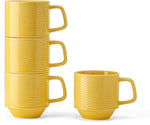 Load image into Gallery viewer, Stackable Coffee Mugs Set: 13 oz Ceramic Stacking Cups for Cappuccino Latte Tea - Microwave Safe Mug for Home &amp; Office - 4 PCS, Light Yellow