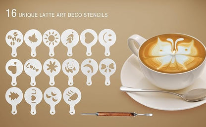 22 PCS Espresso Accessories Kit, 58mm Spring Loaded Calibrated Espresso Coffee Tamper Set with Tamper Mat, WDT Tool, Latte Art Kit, Frothing Pitcher and Towel for Coffee Making (58mm)