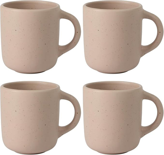 Bloomhouse - Two Time Oprah's Favorite Things Winner - Corsica Clay 4-Piece Mug Set – Prosecco Blush Pink Stoneware Coffee & Tea Cups, Durable Ceramic Drinkware