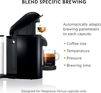 Nespresso Vertuo Plus Coffee and Espresso Maker by Breville, Ink Black with Aeroccino Milk Frother