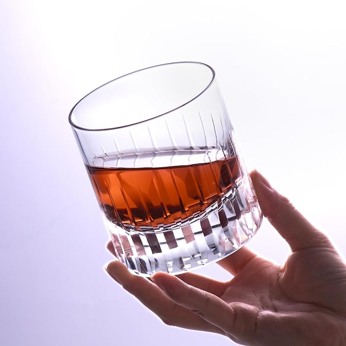 KAMMAK Series Whiskey Glasses, 7.7 oz (220 ml) Old Fashioned Tumbler, Thick Base Crystal Glass with Delicate Rim & Seamless Design for Scotch, Bourbon, Cocktails, Lead-Free Barware