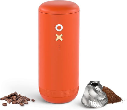 Nuttii Burr Coffee Grinder – Electric, Portable, Small, Quiet Conical Burr Coffee Bean Mill, 20 Adjustable Settings for Espresso, Pour-Over, French, Press Moka for Home Travel Use (Tangerine Orange)