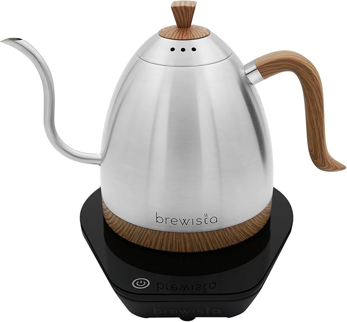 Brewista Artisan Electric Gooseneck Kettle, Water Boiler with LCD Panel, Precise Temperature Control, Fast Boiling and Keep Warm Settings for Pour-Over Coffee & Tea, Café, 1 Liter (Stainless Steel)