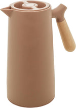 Load image into Gallery viewer, WOLFF - Thermal Coffee Carafe – 34oz/1L Insulated Food-Safe Plastic Exterior and Glass Liner, Wood-Style Handle – Keeps Drinks Hot or Cold for Hours, Coffee and Tea Dispenser - Nude Pink, 34floz/1L