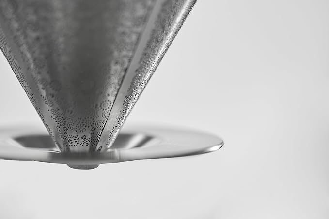 ATHIA Reusable Coffee Filter, Stainless Steel Pour Over Dripper with Laser-etched Mesh Cone, Eco-Friendly Paperless Design, Fits Most Mugs, Carafes & Hario brewers (Silver, Flower Carving)