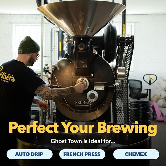 PARTNERS COFFEE ROASTERS - Whole Bean Coffee (Ghost Town - Decaf, Medium Roast) 12oz - Decaf Coffee via Mountain Water - Malt, Golden Raisin, White Chocolate - Coffee Beans - Roasted in New York City