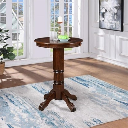 BOWERY HILL Traditional Wood Pub Table with Claw and Ball Feet in Cappuccino