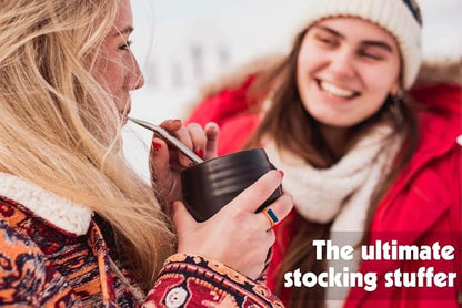 JoGo - The Original Coffee and Tea Brewing Straw - Portable Coffee Maker - Stainless Steel Single Serve Strainer - Filter Function for Hot & Cold Brew - Yerba Mate Straw for Loose Leaf Teas & Coffee