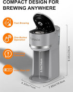 Load image into Gallery viewer, Single Serve Coffee Maker for K-Cup and Ground Coffee, Fast Brew, 6-12 oz Brew Sizes One Cup Coffee Machine Fits 5.5" Mugs, One-Button Small Coffee Maker with Descaling Reminder,Grey