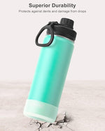 Load image into Gallery viewer, koodee Insulated Water Bottle, 22 oz Stainless Steel Double Wall Vacuum Wide Mouth Sport Bottle with Leakproof Spout Lid (Teal)