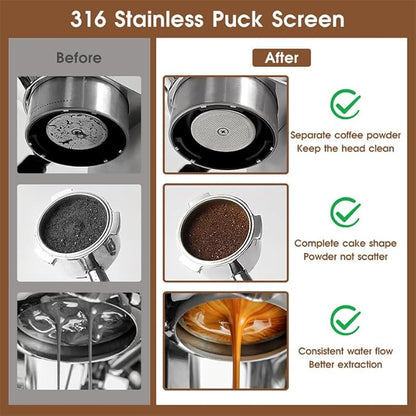 54mm Espresso Accessories Kit, WDT Tool, Dosing Funnel and Puck Screen Set, 316 Stainless Steel Needle Coffee Distribution Stirrer, Portafilter Dosing Ring for Barista 54 mm