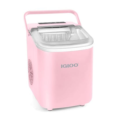 Igloo 26-Pound Automatic Self-Cleaning Portable Countertop Ice Maker Machine with Handle, Pink